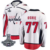 Men's Fanatics Branded Washington Capitals T.J. Oshie White Away 2018 Stanley Cup Champions Patch Jersey - Breakaway