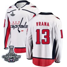 Men's Fanatics Branded Washington Capitals Jakub Vrana White Away 2018 Stanley Cup Champions Patch Jersey - Breakaway