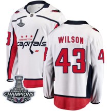 Men's Fanatics Branded Washington Capitals Tom Wilson White Away 2018 Stanley Cup Champions Patch Jersey - Breakaway