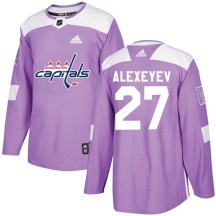Men's Adidas Washington Capitals Alexander Alexeyev Purple Fights Cancer Practice Jersey - Authentic