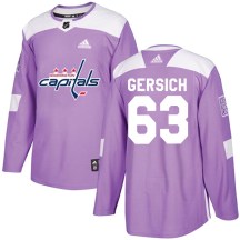 Men's Adidas Washington Capitals Shane Gersich Purple Fights Cancer Practice Jersey - Authentic