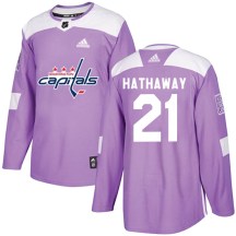 Men's Adidas Washington Capitals Garnet Hathaway Purple Fights Cancer Practice Jersey - Authentic