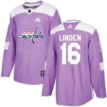 Men's Adidas Washington Capitals Trevor Linden Purple Fights Cancer Practice Jersey - Authentic