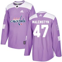 Men's Adidas Washington Capitals Beck Malenstyn Purple Fights Cancer Practice Jersey - Authentic