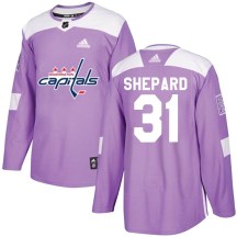 Men's Adidas Washington Capitals Hunter Shepard Purple Fights Cancer Practice Jersey - Authentic