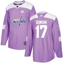 Men's Adidas Washington Capitals Chris Simon Purple Fights Cancer Practice Jersey - Authentic