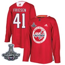 Men's Adidas Washington Capitals Jeff Friesen Red Practice 2018 Stanley Cup Champions Patch Jersey - Authentic