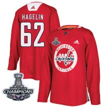 Men's Adidas Washington Capitals Carl Hagelin Red Practice 2018 Stanley Cup Champions Patch Jersey - Authentic