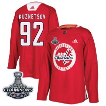 Men's Adidas Washington Capitals Evgeny Kuznetsov Red Practice 2018 Stanley Cup Champions Patch Jersey - Authentic
