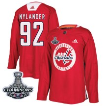 Men's Adidas Washington Capitals Michael Nylander Red Practice 2018 Stanley Cup Champions Patch Jersey - Authentic