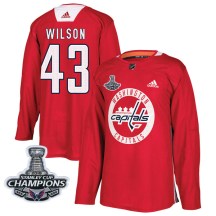 Men's Adidas Washington Capitals Tom Wilson Red Practice 2018 Stanley Cup Champions Patch Jersey - Authentic