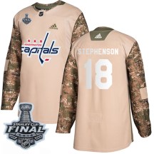 Men's Adidas Washington Capitals Chandler Stephenson Camo Veterans Day Practice 2018 Stanley Cup Final Patch Jersey - Authentic