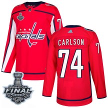 Men's Adidas Washington Capitals John Carlson Red Home 2018 Stanley Cup Final Patch Jersey - Authentic