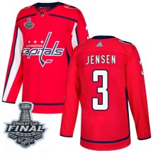 Men's Adidas Washington Capitals Nick Jensen Red Home 2018 Stanley Cup Final Patch Jersey - Authentic