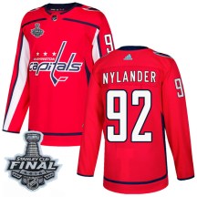 Men's Adidas Washington Capitals Michael Nylander Red Home 2018 Stanley Cup Final Patch Jersey - Authentic