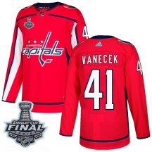 Men's Adidas Washington Capitals Vitek Vanecek Red Home 2018 Stanley Cup Final Patch Jersey - Authentic