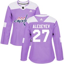 Women's Adidas Washington Capitals Alexander Alexeyev Purple Fights Cancer Practice Jersey - Authentic