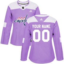 Women's Adidas Washington Capitals Custom Purple Custom Fights Cancer Practice Jersey - Authentic