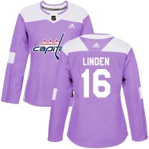 Women's Adidas Washington Capitals Trevor Linden Purple Fights Cancer Practice Jersey - Authentic