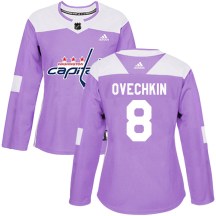 Women's Adidas Washington Capitals Alex Ovechkin Purple Fights Cancer Practice Jersey - Authentic