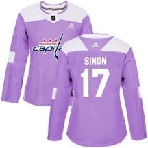 Women's Adidas Washington Capitals Chris Simon Purple Fights Cancer Practice Jersey - Authentic