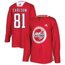 Youth Adidas Washington Capitals Adam Carlson Red Practice Jersey - Authentic