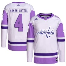 Men's Adidas Washington Capitals Hardy Haman Aktell White/Purple Hockey Fights Cancer Primegreen Jersey - Authentic