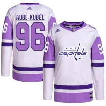 Men's Adidas Washington Capitals Nicolas Aube-Kubel White/Purple Hockey Fights Cancer Primegreen Jersey - Authentic