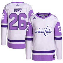 Men's Adidas Washington Capitals Nic Dowd White/Purple Hockey Fights Cancer Primegreen Jersey - Authentic