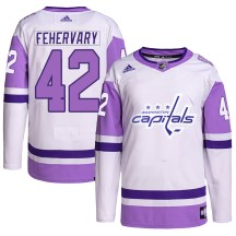 Men's Adidas Washington Capitals Martin Fehervary White/Purple Hockey Fights Cancer Primegreen Jersey - Authentic