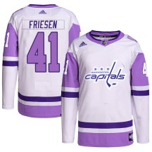 Men's Adidas Washington Capitals Jeff Friesen White/Purple Hockey Fights Cancer Primegreen Jersey - Authentic