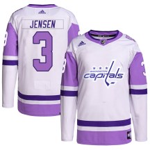 Men's Adidas Washington Capitals Nick Jensen White/Purple Hockey Fights Cancer Primegreen Jersey - Authentic