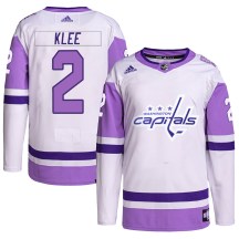 Men's Adidas Washington Capitals Ken Klee White/Purple Hockey Fights Cancer Primegreen Jersey - Authentic