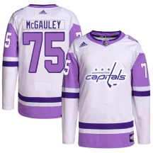 Men's Adidas Washington Capitals Tim McGauley White/Purple Hockey Fights Cancer Primegreen Jersey - Authentic