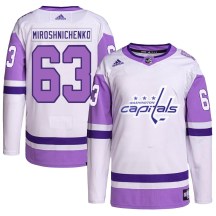 Men's Adidas Washington Capitals Ivan Miroshnichenko White/Purple Hockey Fights Cancer Primegreen Jersey - Authentic