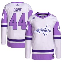 Men's Adidas Washington Capitals Brooks Orpik White/Purple Hockey Fights Cancer Primegreen Jersey - Authentic