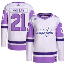 Men's Adidas Washington Capitals Aliaksei Protas White/Purple Hockey Fights Cancer Primegreen Jersey - Authentic
