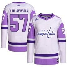 Men's Adidas Washington Capitals Trevor van Riemsdyk White/Purple Hockey Fights Cancer Primegreen Jersey - Authentic