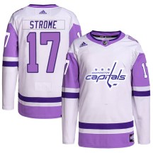 Men's Adidas Washington Capitals Dylan Strome White/Purple Hockey Fights Cancer Primegreen Jersey - Authentic