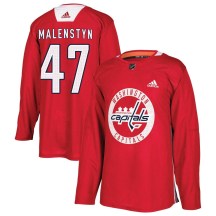 Men's Adidas Washington Capitals Beck Malenstyn Red Practice Jersey - Authentic