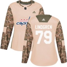 Women's Adidas Washington Capitals Charlie Lindgren Camo Veterans Day Practice Jersey - Authentic