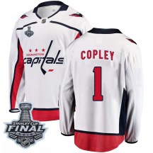 Men's Fanatics Branded Washington Capitals Pheonix Copley White Away 2018 Stanley Cup Final Patch Jersey - Breakaway