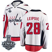 Men's Fanatics Branded Washington Capitals Brendan Leipsic White Away 2018 Stanley Cup Final Patch Jersey - Breakaway