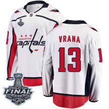 Men's Fanatics Branded Washington Capitals Jakub Vrana White Away 2018 Stanley Cup Final Patch Jersey - Breakaway