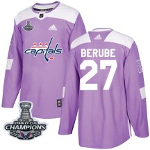 Men's Adidas Washington Capitals Craig Berube Purple Fights Cancer Practice 2018 Stanley Cup Champions Patch Jersey - Authentic