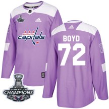 Men's Adidas Washington Capitals Travis Boyd Purple Fights Cancer Practice 2018 Stanley Cup Champions Patch Jersey - Authentic