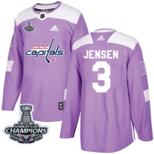 Men's Adidas Washington Capitals Nick Jensen Purple Fights Cancer Practice 2018 Stanley Cup Champions Patch Jersey - Authentic
