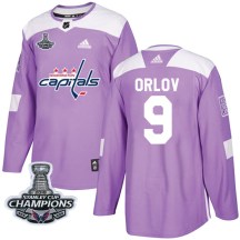 Men's Adidas Washington Capitals Dmitry Orlov Purple Fights Cancer Practice 2018 Stanley Cup Champions Patch Jersey - Authentic