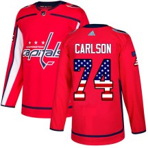 Men's Adidas Washington Capitals John Carlson Red USA Flag Fashion Jersey - Authentic