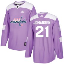 Men's Adidas Washington Capitals Lucas Johansen Purple Fights Cancer Practice Jersey - Authentic